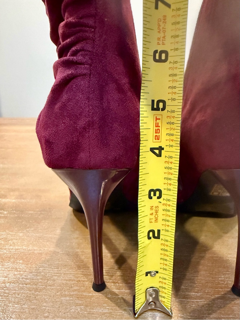 NWOB Jeffrey Campbell Let’s-Go Rouched Stiletto Ankle   Boot Wine Suede Sz 8.5 - Picture 10 of 11